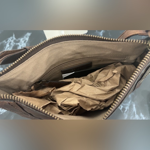 FRYE Melissa Zip Leather Crossbody Bag Leather Dark Brown Handbag AUTHENTIC NEW - Picture 13 of 14